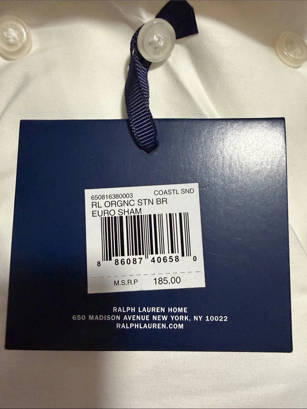 Ralph Lauren Cream Border White Sateen European Sham